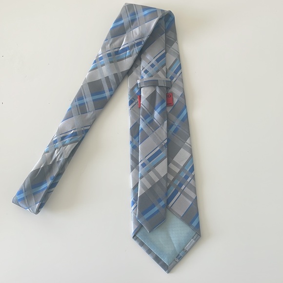 Handmade Blue Grey Striped Tie by Silk Rhino - Boarding School Attire - Picture 6 of 9